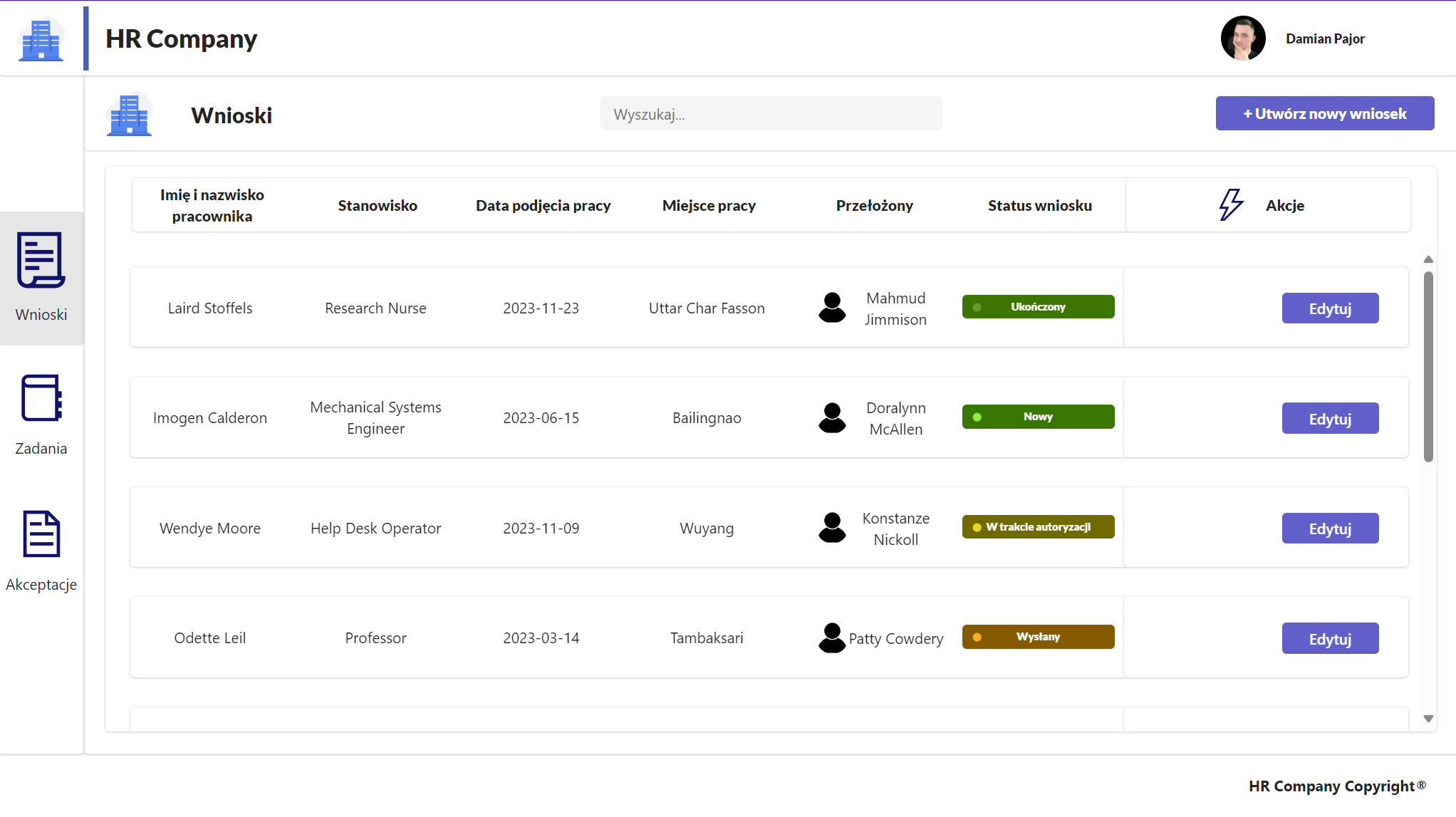 Zrzut ekranu aplikacji Onboarding App