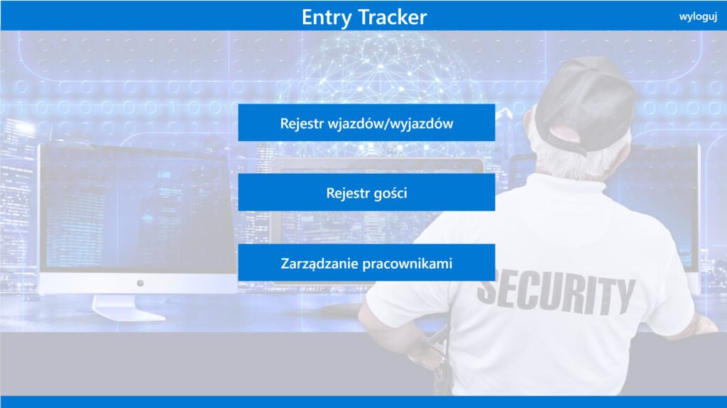 Zrzut ekranu aplikacji Rejestracja Wjazdów i Gości