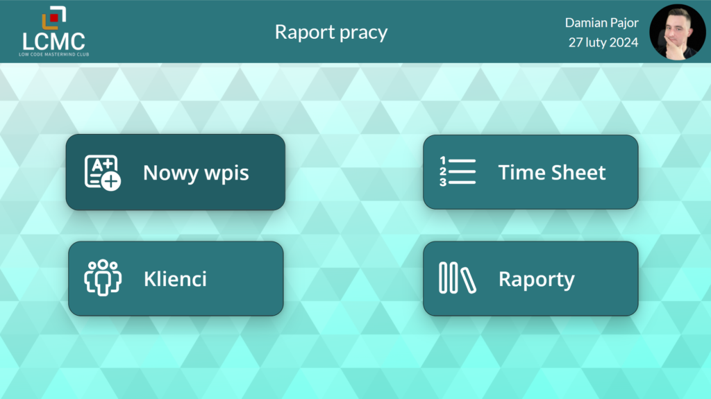 Zrzut ekranu aplikacji Time Tracker